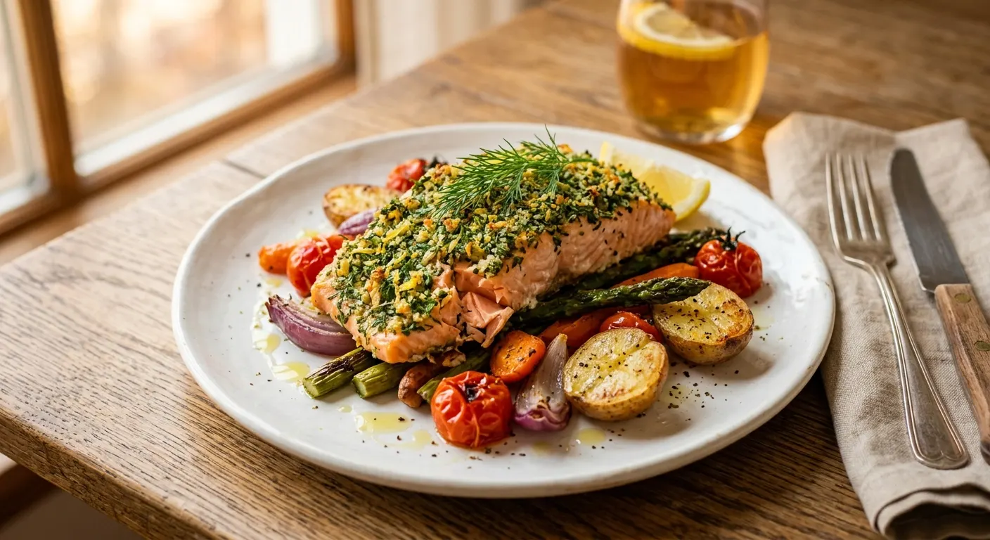 A family in a kitchen, parent talking to kids while making dinner.